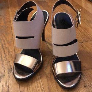 Pink and rose/chrome Zara heels